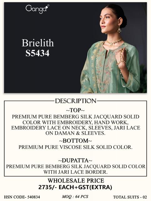 Ganga brielith 5434 wholesale dress material in delhi